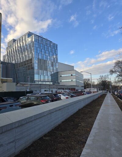 Street-level perspective of Coney Island Hospital in Brooklyn, NY with Vitrabond FR facade