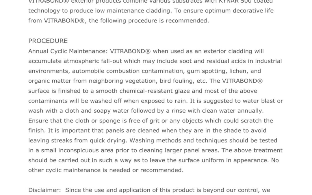 Vitrabond® Maintenance Procedure