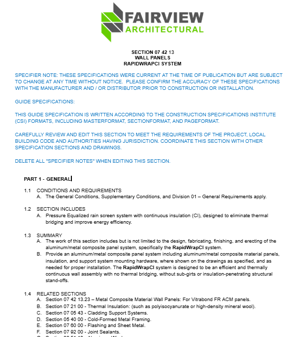 508 RapidWrapCI® Architectural Specs – Fire Resistant