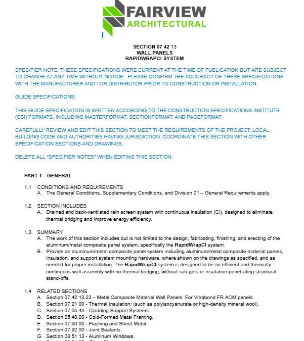 509 RapidWrapCI® Architectural Specs – Fire Resistant