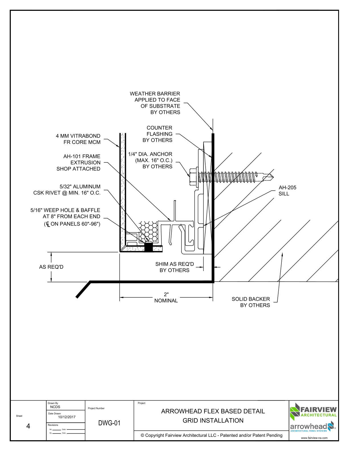 04 – Arrowhead Flex Grid Installation – Vitrabond – Base Detail