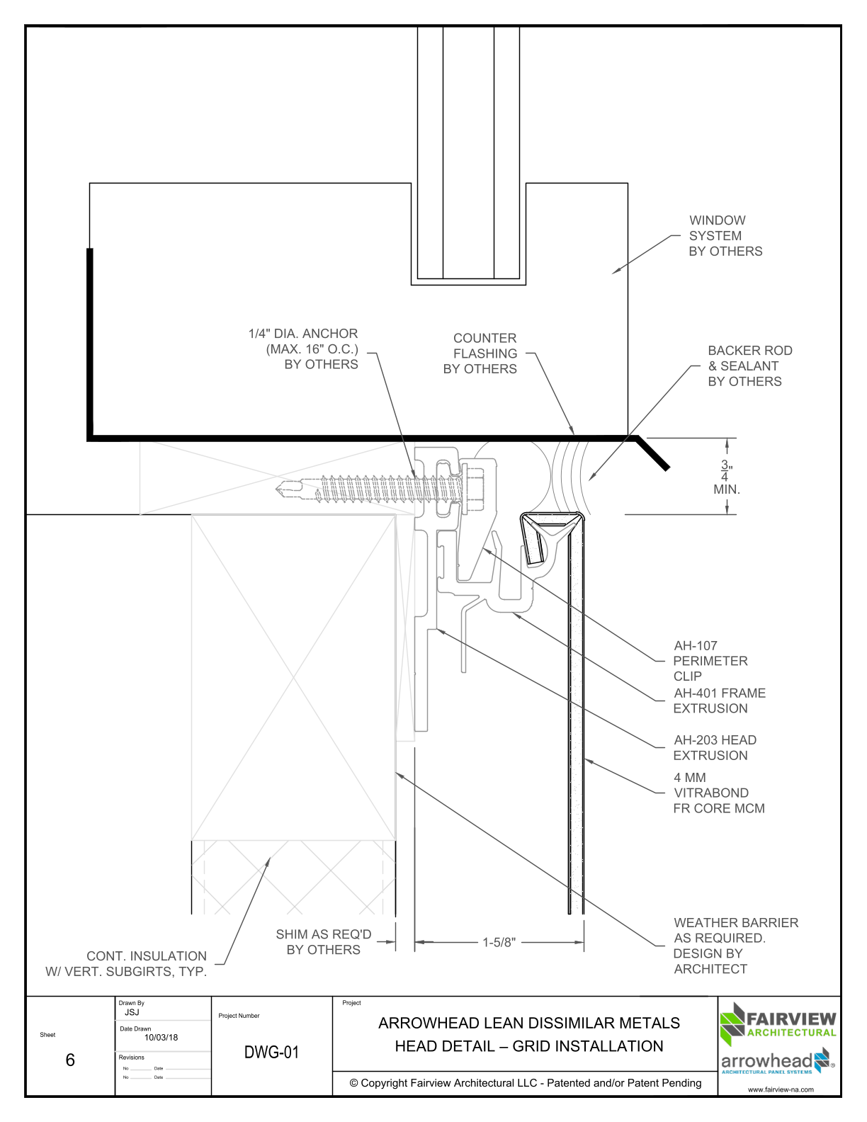 06 – Arrowhead Lean Grid Installation – Vitrabond – Dissimilar Metals – Head Detail