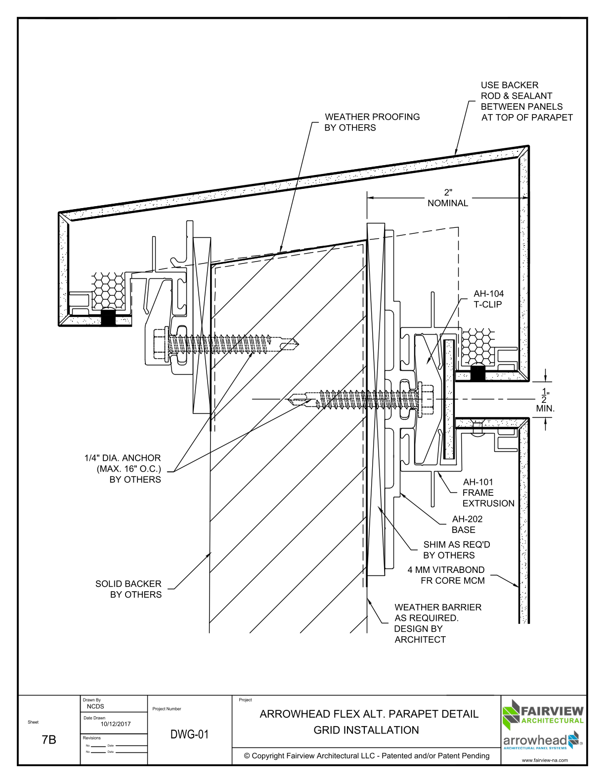 07A – Arrowhead Flex Grid Installation – Vitrabond – Alt. Parapet Detail