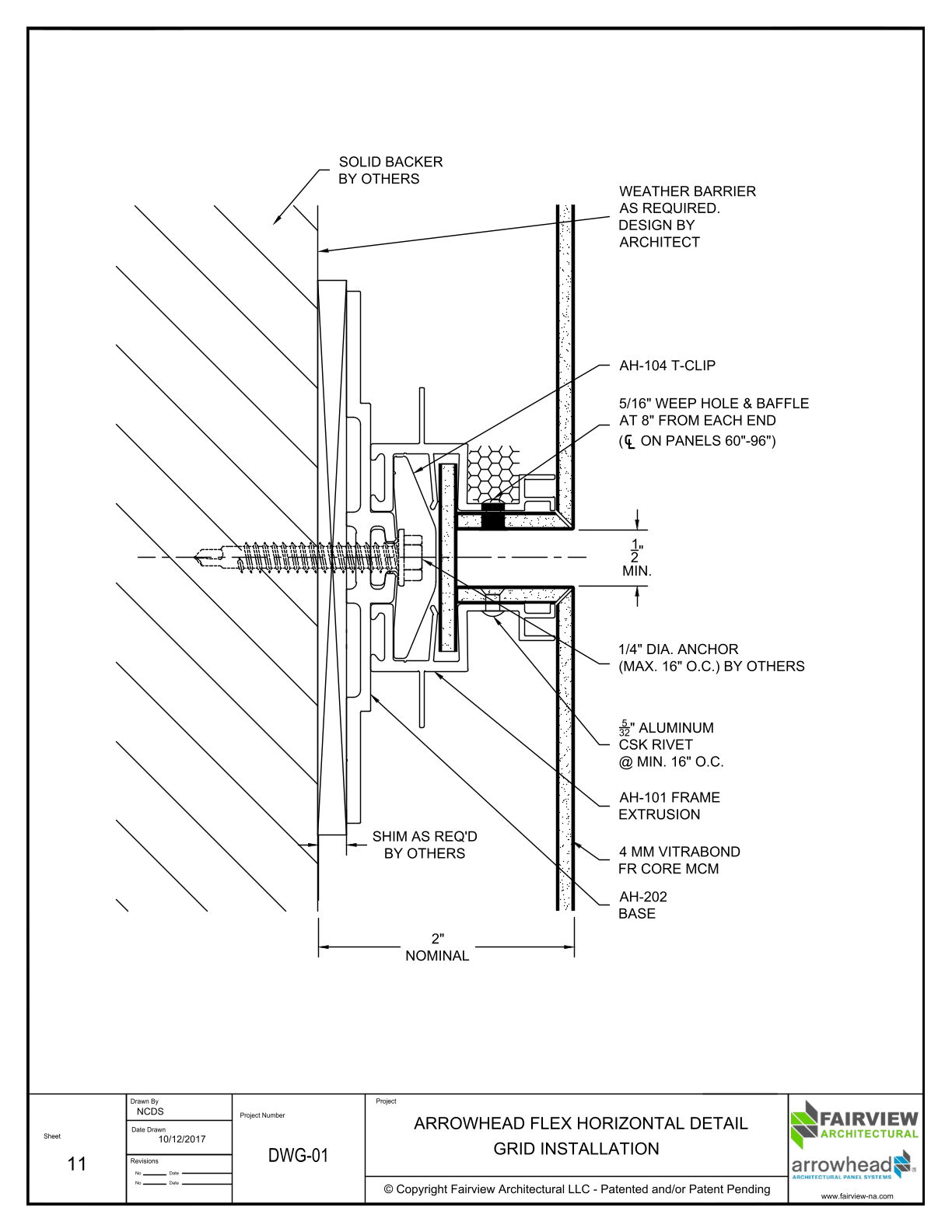 11 – Arrowhead Flex Grid Installation – Vitrabond – Horizontal Detail
