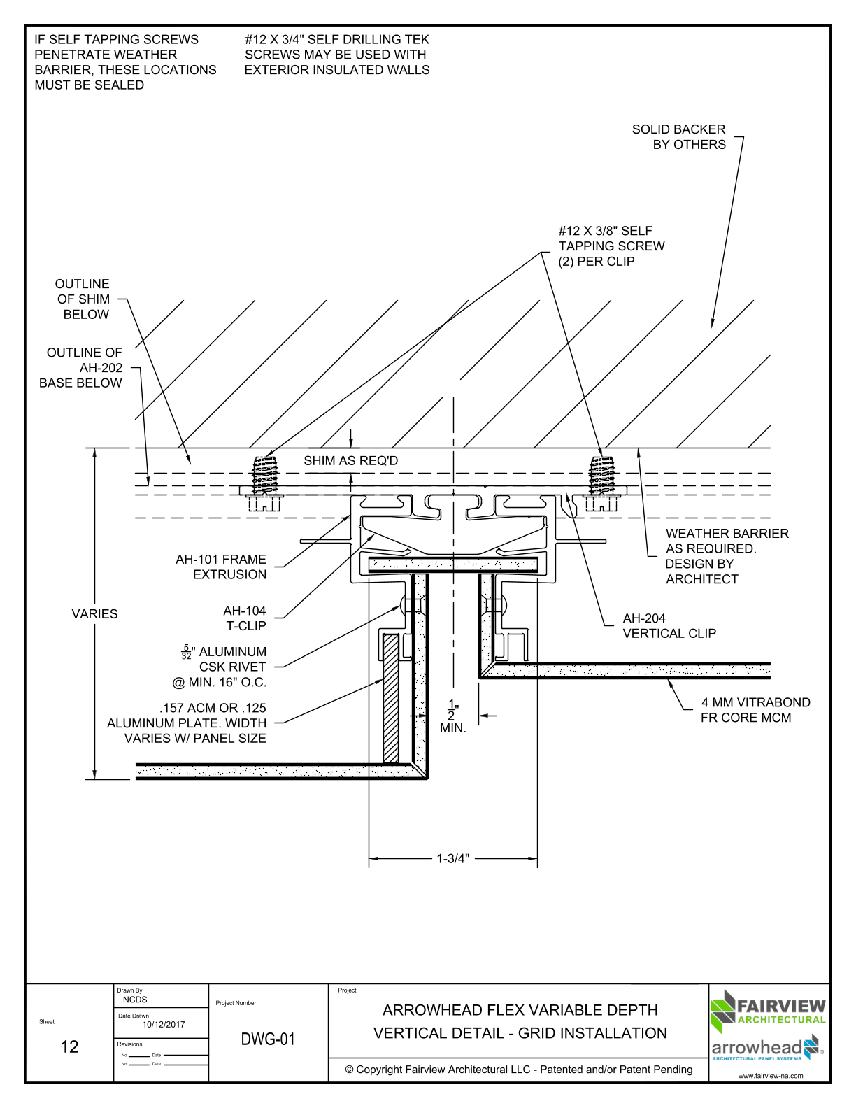 12 – Arrowhead Flex Grid Installation – Vitrabond – Different Depth Vertical Detail