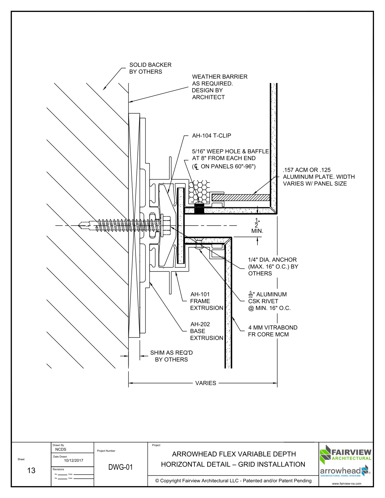 13 – Arrowhead Flex Grid Installation – Vitrabond – Different Depth Horizontal Detail