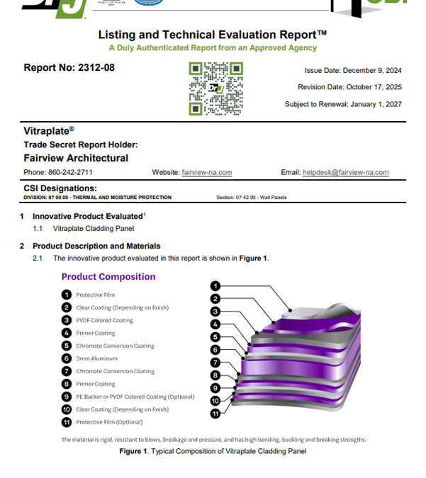 Vitraplate® Code Compliance TER 2312-08