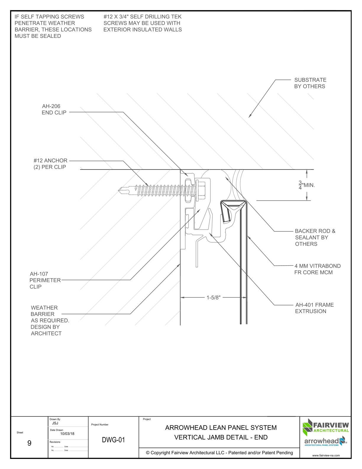 09 – Arrowhead Lean Vertical Jamb Detail – Clip Installation