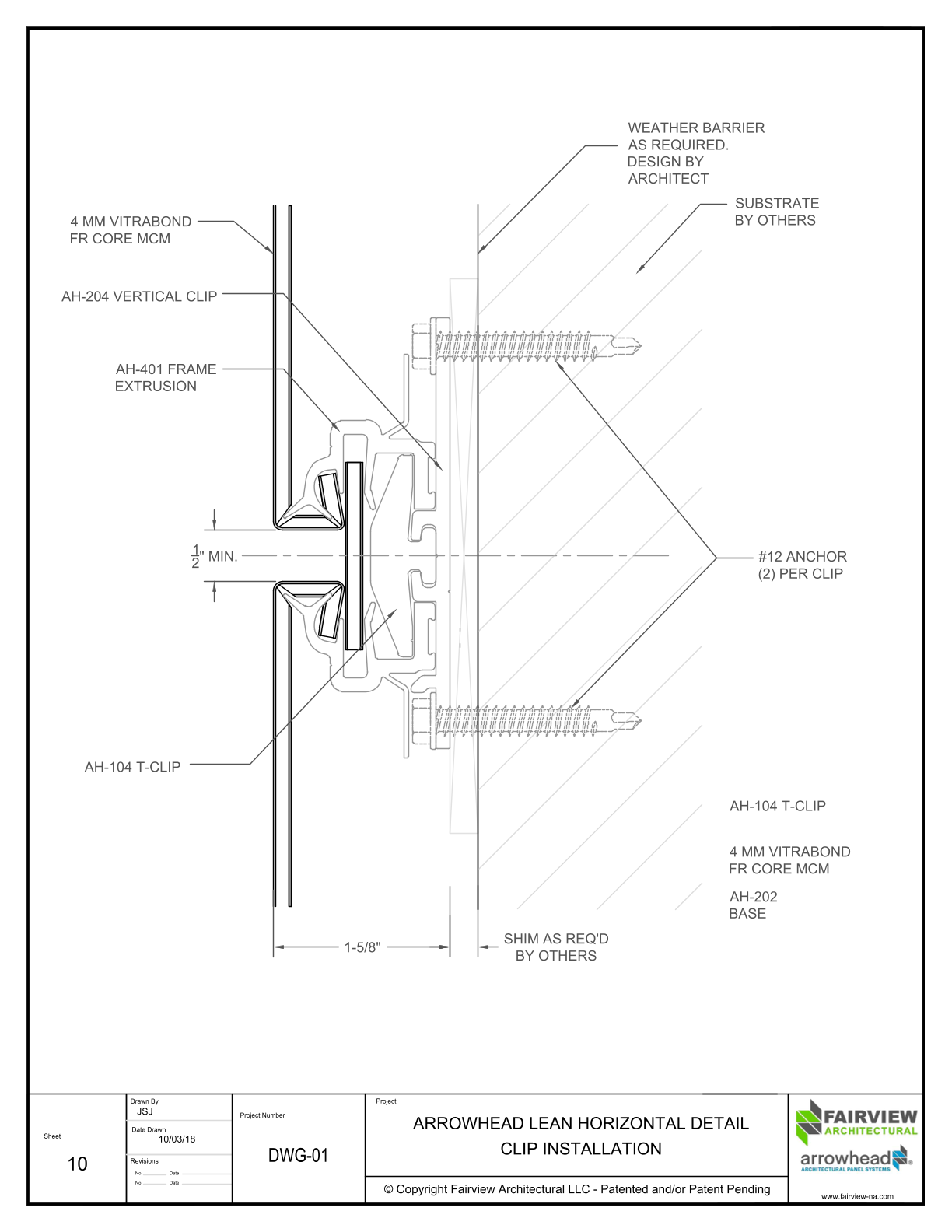 10 – Arrowhead Lean Typical Horizontal Detail – Clip Installation