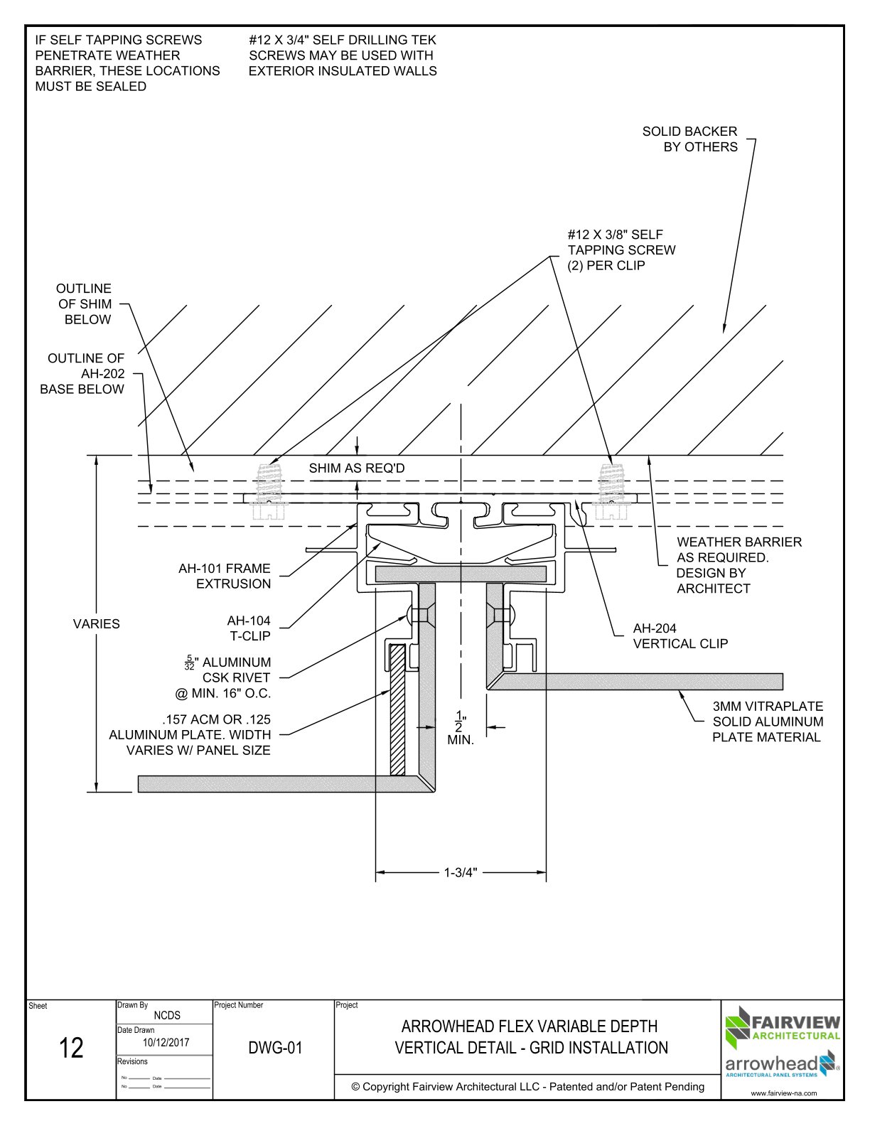 12 Arrowhead Flex Grid Installation – Vitraplate – Var.Depth Vert Detail