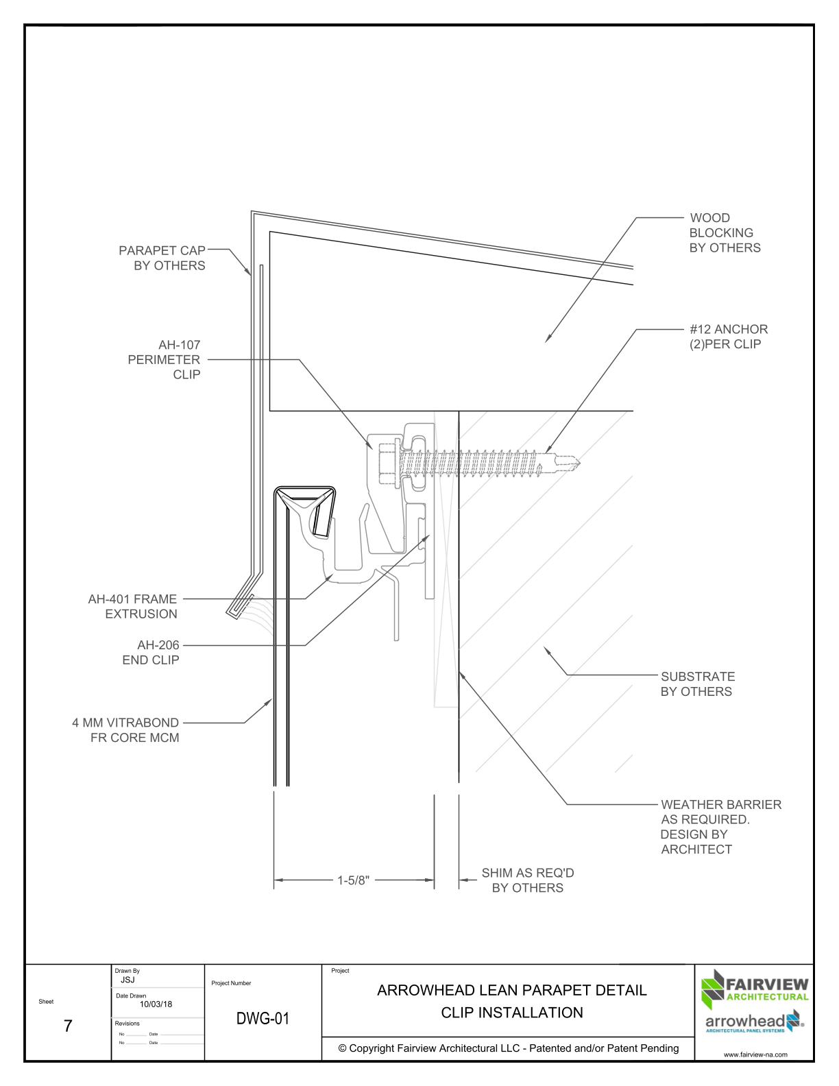 7B – Arrowhead Lean Parapet Detail – Clip Installation