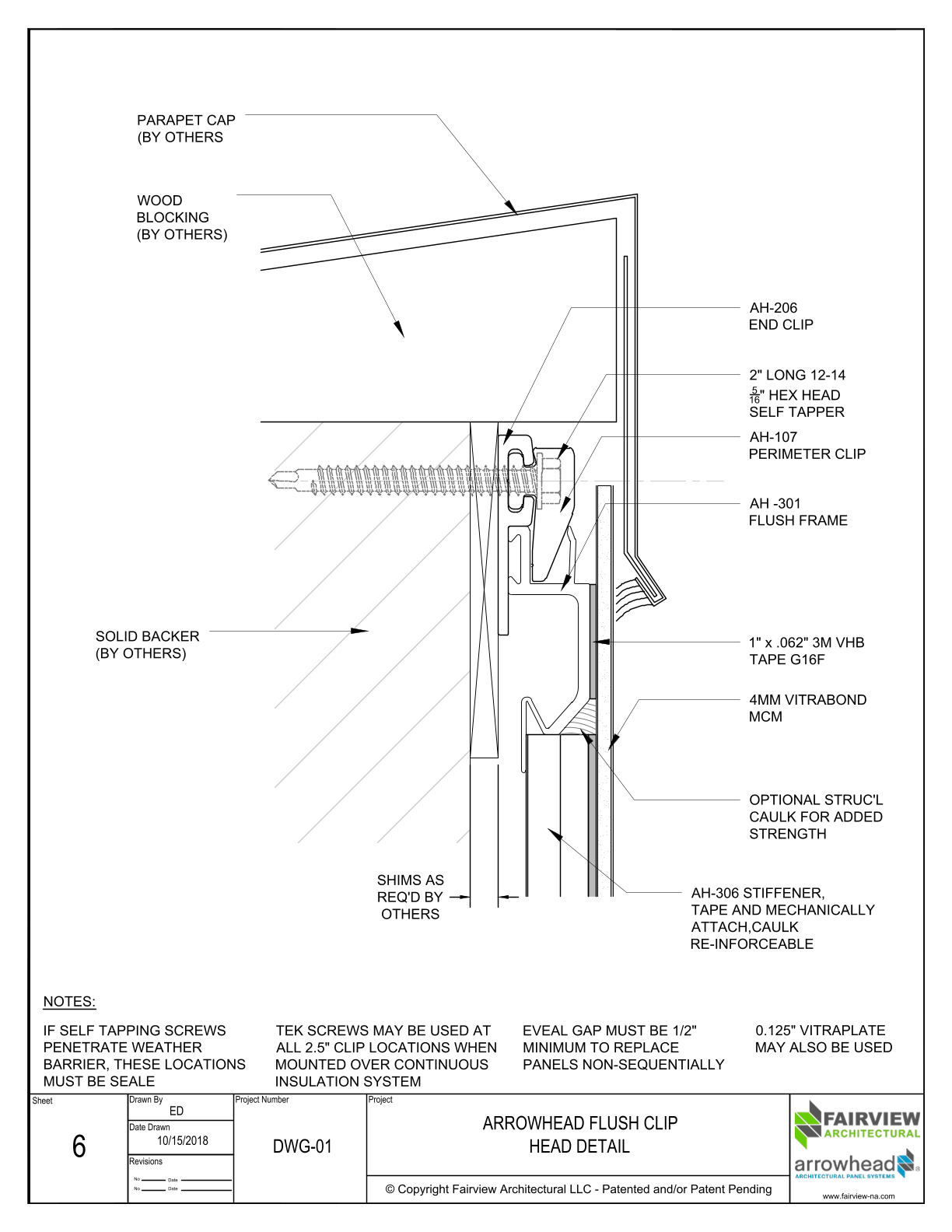 Arrowhead Flush Clip Details – Clip Installation – Head Detail
